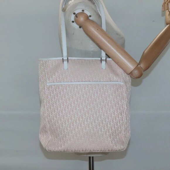 Christian Dior Trotter Canvas Tote Bag Pink Silver Auth - Picture 15 of 16